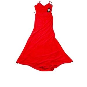 La Femme Prom Formal Size 6 Corset Tied Back 29010 Neon Coral NWT‎ Plunging